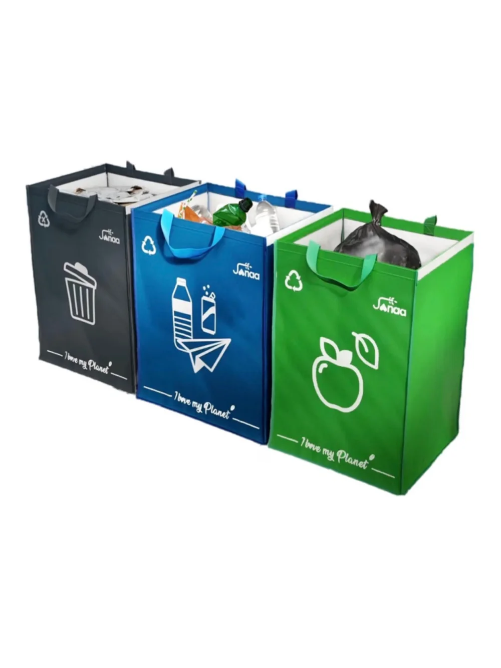 NEW Janaa Premium Set of 3 Recycling Bags Stylish Design Durable Sorting